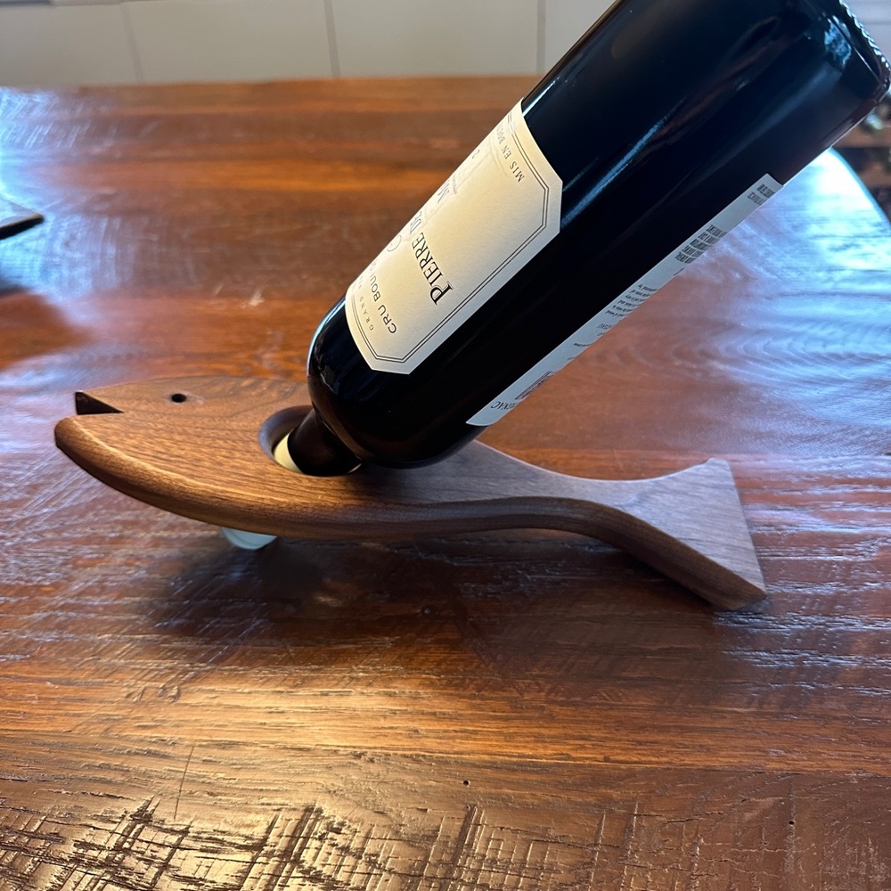 Vintage Artisan Signed Fish Wine Stand Fabulous!